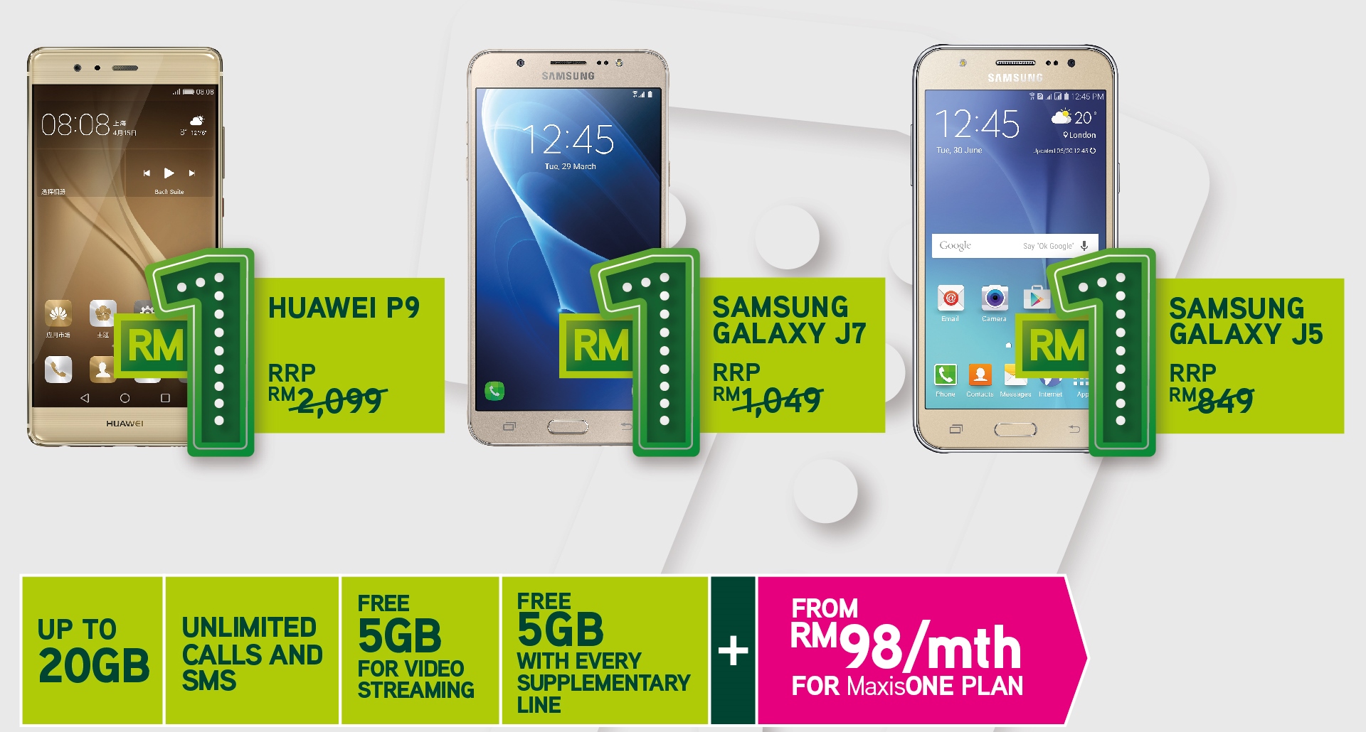 MaxisONE plan customers can now enjoy RM1 4G smartphone deals