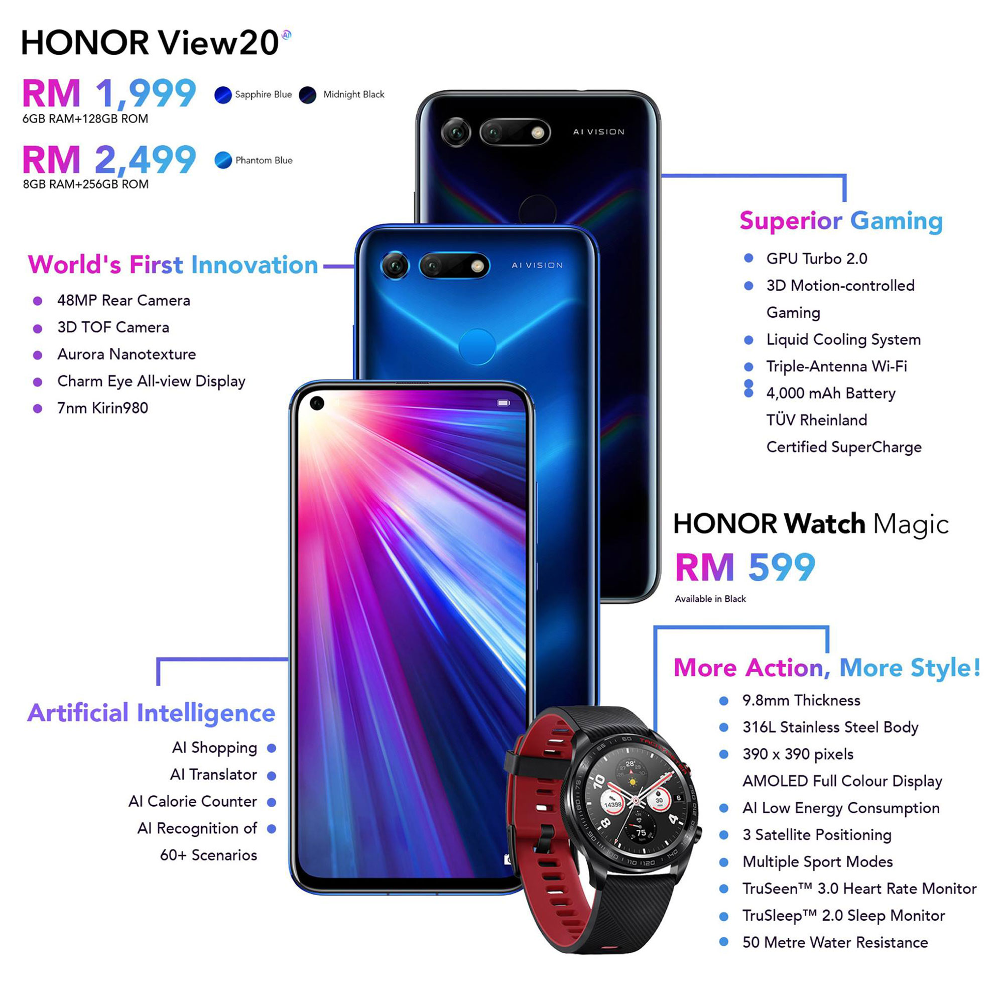 HONOR View20 and HONOR Watch Magic Pricing