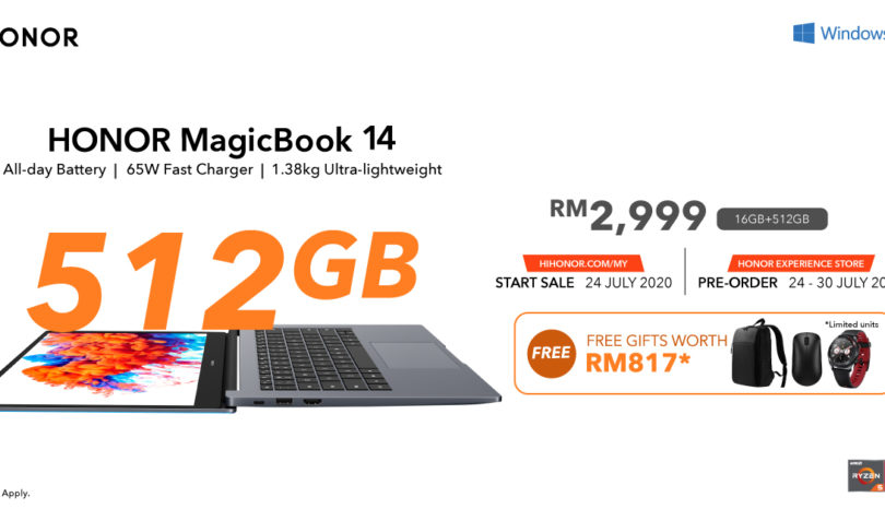 HONOR MagicBook 14 Will Be Available in 16GB RAM + 512GB SSD Variant