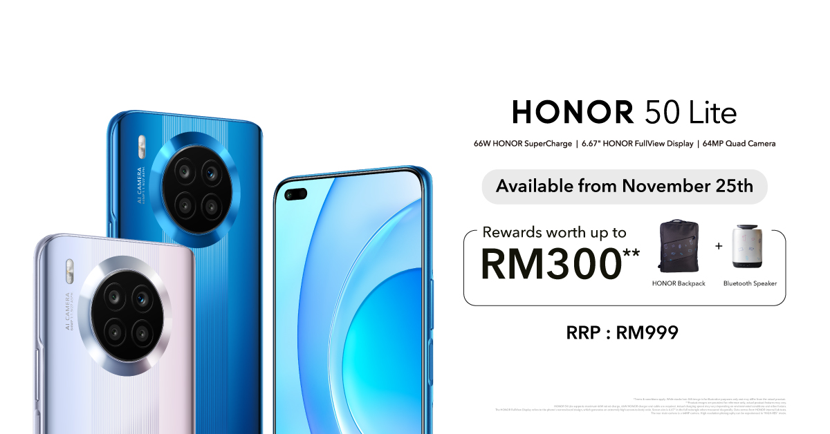HONOR 50 Lite Retails at RM999, Available from November 25
