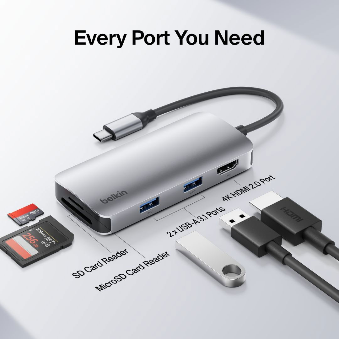 Belkin Connect USB-C 5-in-1 Multiport Hub (AVC007fqSGY-V2)