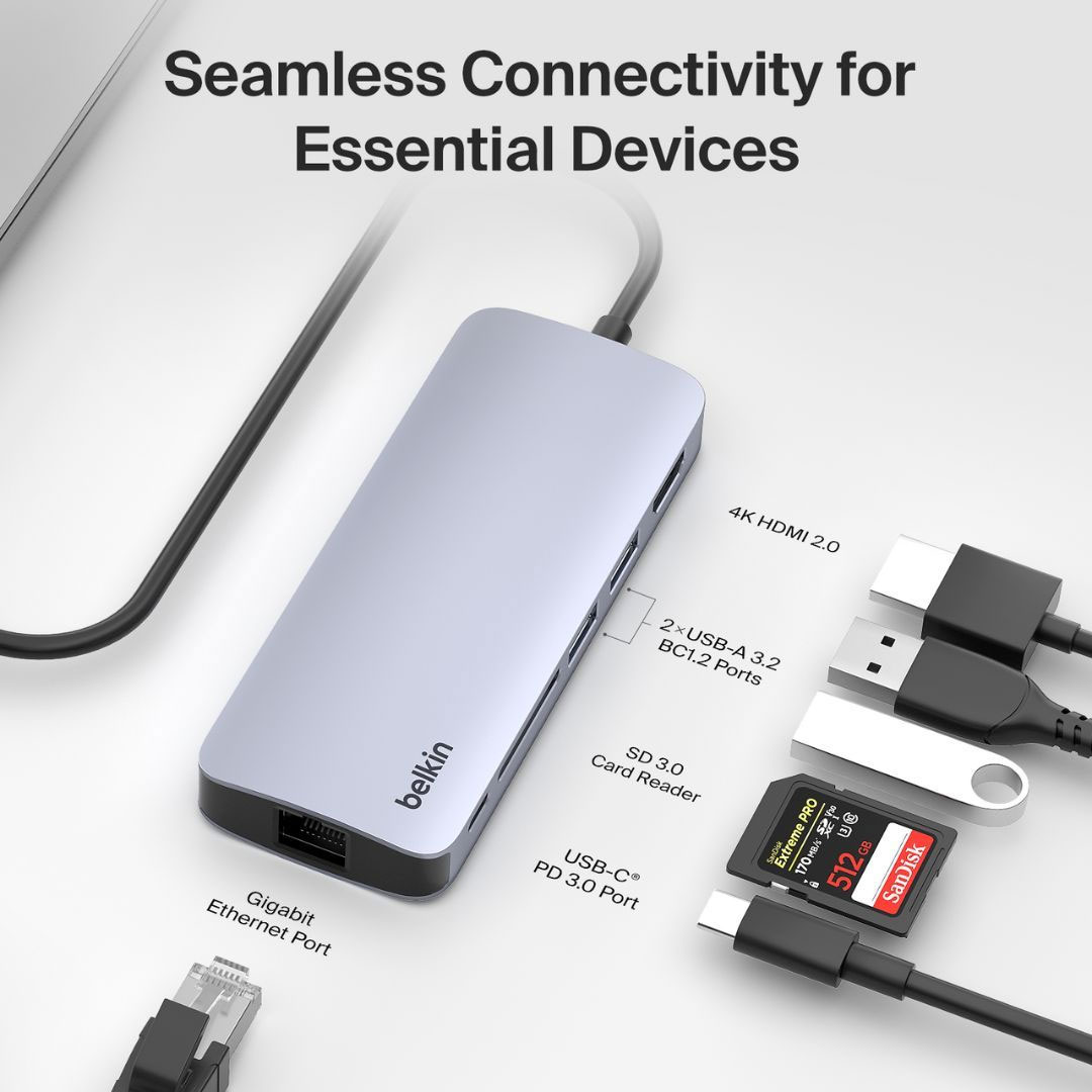 Belkin Connect USB-C 6-in-1 Multiport Hub (AVC008fqSGY-V2)