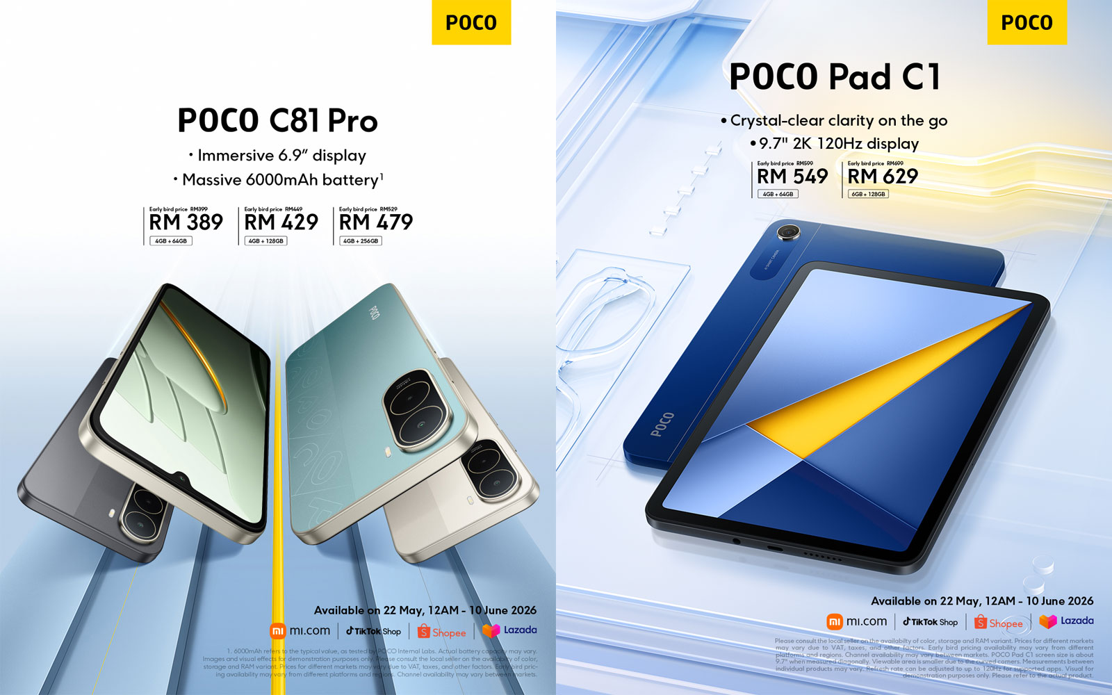 POCO C81 Pro and POCO Pad C1 Pricing